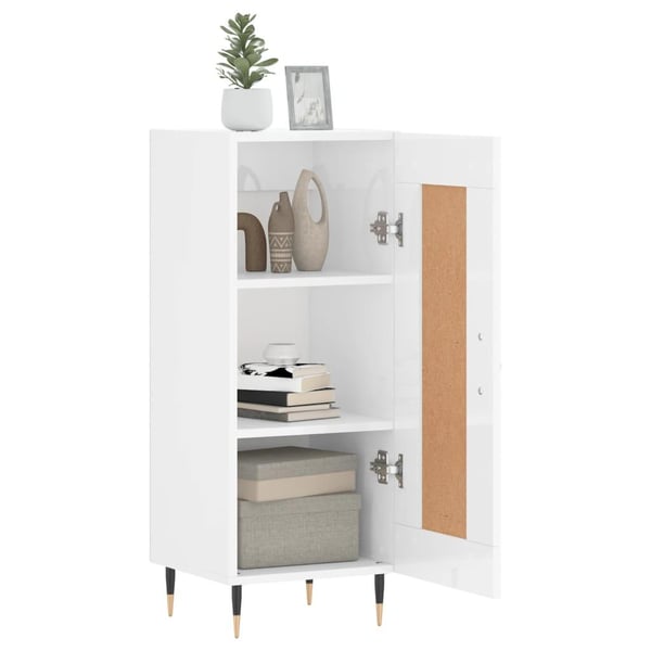 vidaXL Skjenk høyglans hvit 34,5x34x90 cm konstruert tre