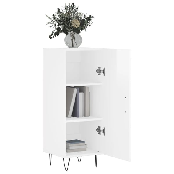 vidaXL skænk 34,5x34x90 cm konstrueret træ hvid højglans