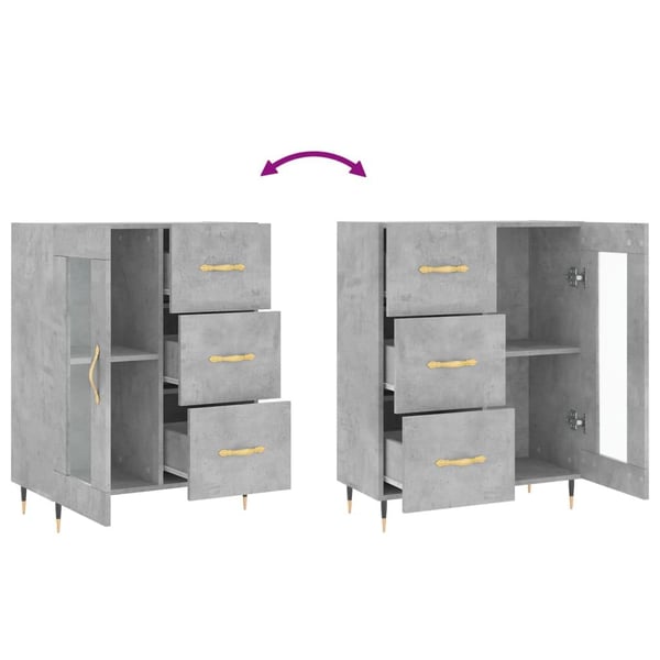 vidaXL Skjenk betonggrå 69,5x34x90 cm konstruert tre