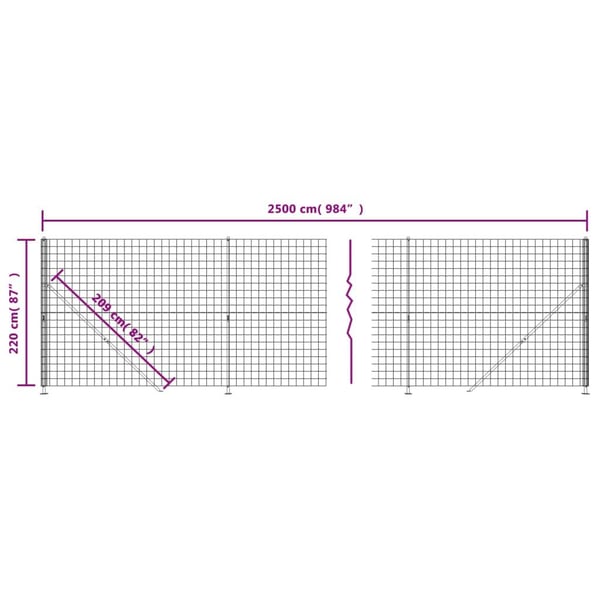 vidaXL trådhegn med flange 2,2x25 m grøn
