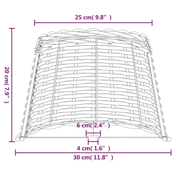 vidaXL Lampeskjerm brun Ø30x20 cm flettet
