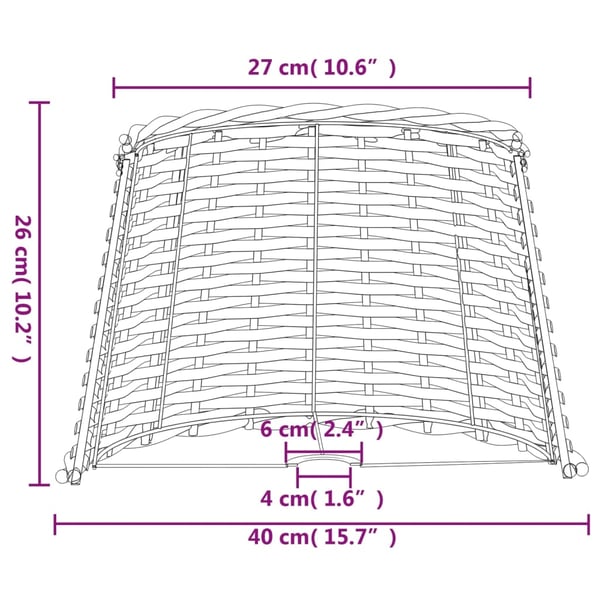 vidaXL Lampeskjerm hvit Ø40x26 cm flettet