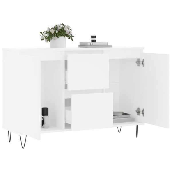 vidaXL Skjenk hvit 101,5x35x70 cm konstruert tre