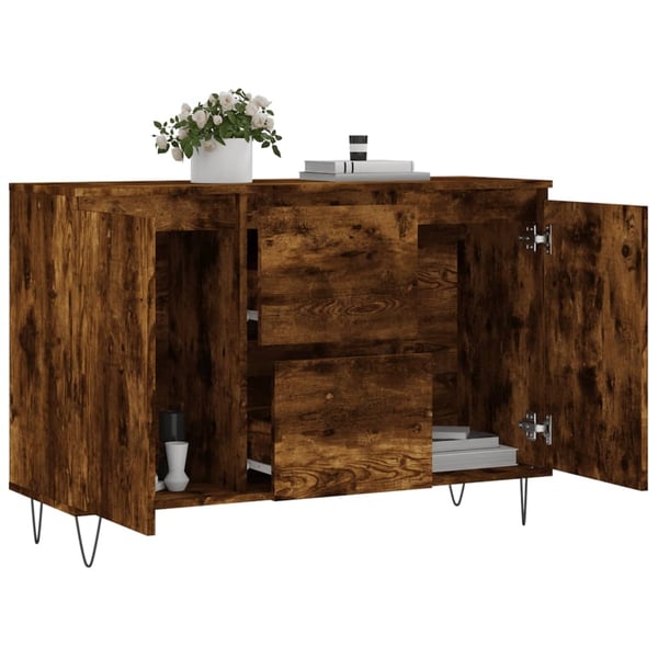 vidaXL Skjenk røkt eik 101,5x35x70 cm konstruert tre
