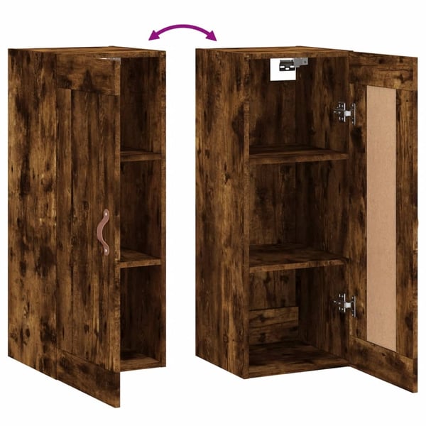 vidaXL Veggskap røkt eik 34,5x34x90 cm konstruert tre