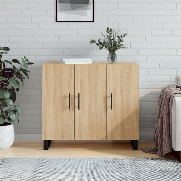 vidaXL skab 90x34x80 cm konstrueret træ røget egetræsfarve
