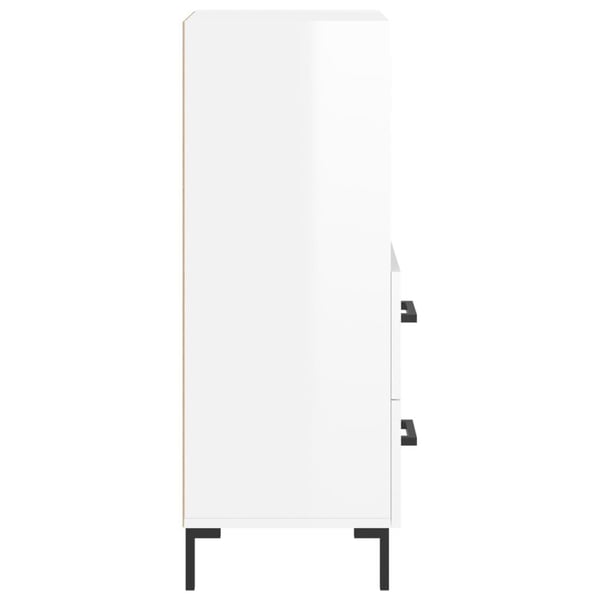 vidaXL Skjenk høyglans hvit 34,5x34x90 cm konstruert tre