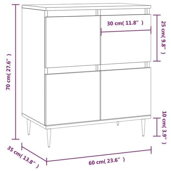 vidaXL Skjenk sonoma eik 60x35x70 cm konstruert tre
