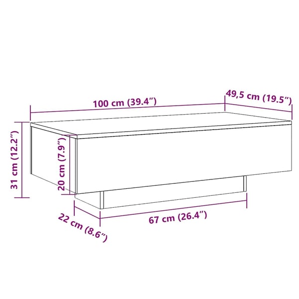 vidaXL sofabord 100x49,5x31 cm konstrueret træ sort