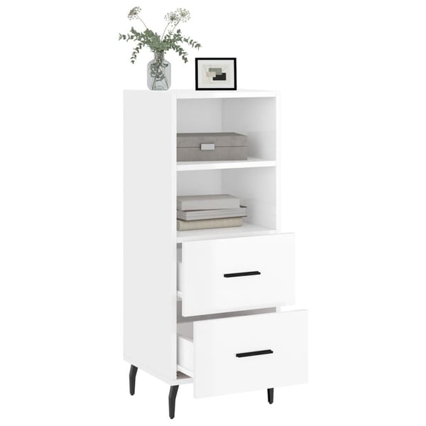 vidaXL skænk 34,5x34x90 cm konstrueret træ hvid højglans