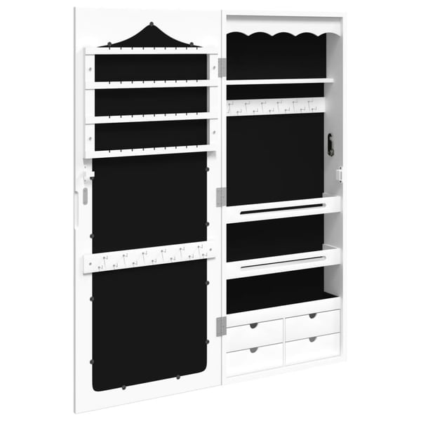 vidaXL Vegghengt smykkeskap med speil hvit 37,5x10x90 cm