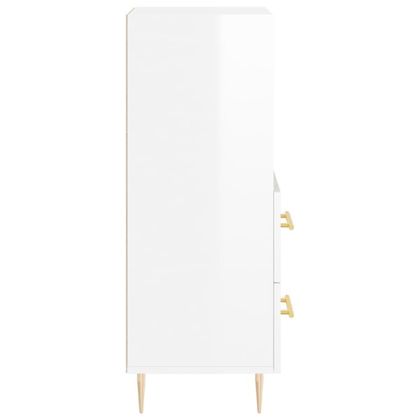 vidaXL Skjenk høyglans hvit 34,5x34x90 cm konstruert tre