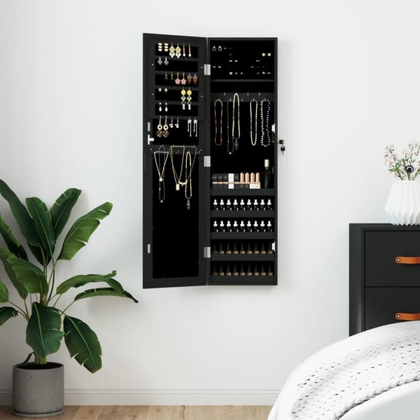vidaXL Peilikorukaappi seinäkiinnitettävä musta 30x8,5x106 cm