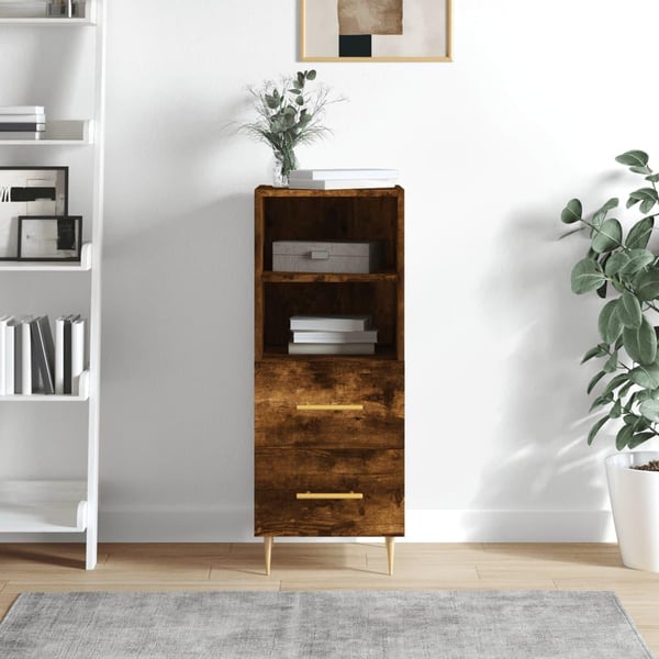 vidaXL skænk 34,5x34x90 cm konstrueret træ røget egetræsfarve