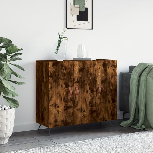 vidaXL skab 90x34x80 cm konstrueret træ røget egetræsfarve