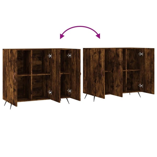 vidaXL skab 90x34x80 cm konstrueret træ røget egetræsfarve
