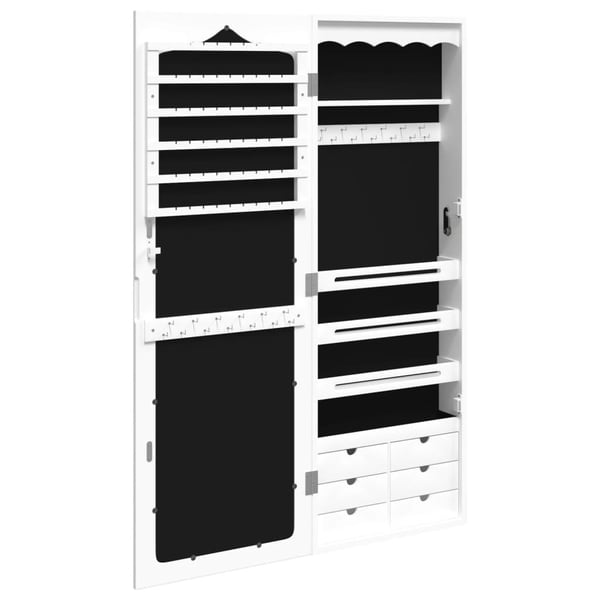 vidaXL Vegghengt smykkeskap med speil hvit 37,5x10x106 cm