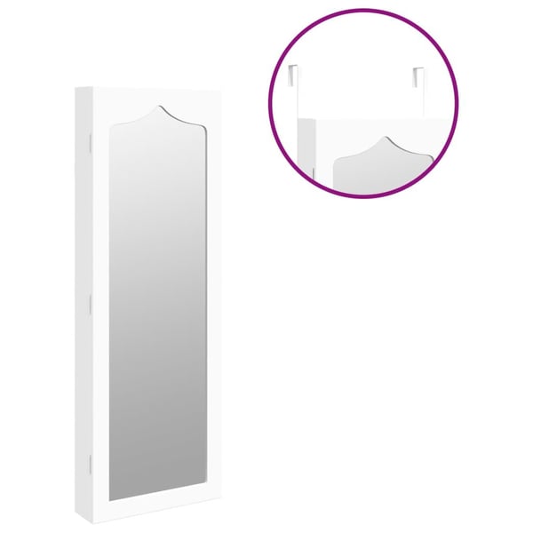 vidaXL Vegghengt smykkeskap med speil hvit 37,5x10x106 cm