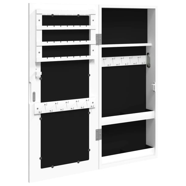 vidaXL Vegghengt smykkeskap med speil hvit 30x8,5x67 cm