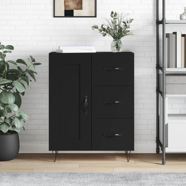 vidaXL skænk 69,5x34x90 cm konstrueret træ sort