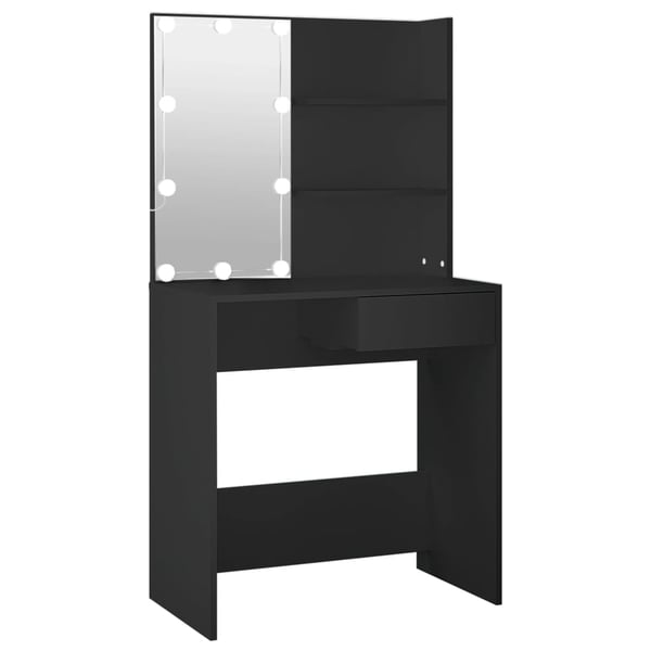 vidaXL makeupbord med LED-lys 74,5x40x141 cm sort