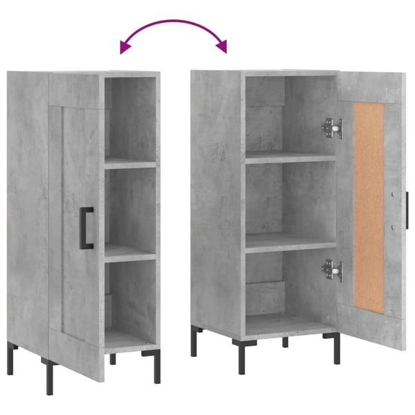 vidaXL Skjenk betonggrå 34,5x34x90 cm konstruert tre