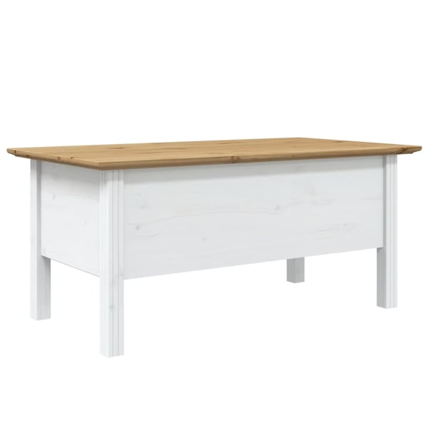 vidaXL Salongbord BODO hvit og brun 100x55x46 cm heltre furu