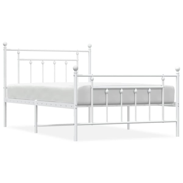 vidaXL Sengeramme i metall med hode- og fotgavl hvit 100x200 cm