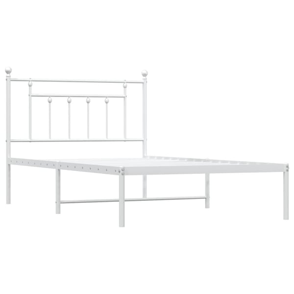 vidaXL Sengeramme i metall med hodegavl hvit 100x200 cm