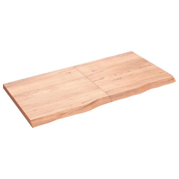 vidaXL væghylde 120x60x(2-4) cm behandlet massivt egetræ lysebrun