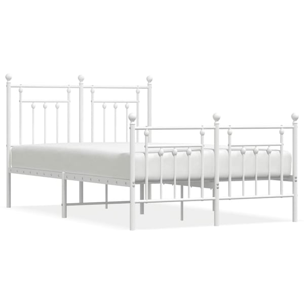 vidaXL Sengeramme i metall med hode- og fotgavl hvit 120x190 cm