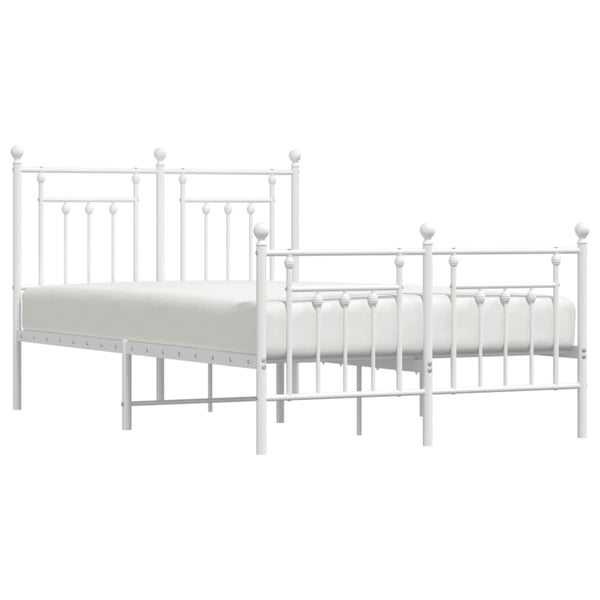 vidaXL Sengeramme i metall med hode- og fotgavl hvit 120x190 cm