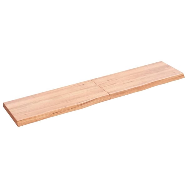 vidaXL væghylde 140x30x(2-4) cm behandlet massivt egetræ lysebrun