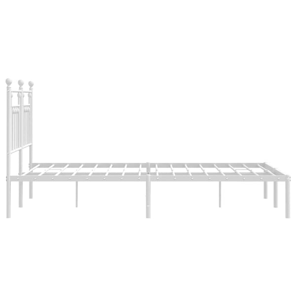 vidaXL Sengeramme i metall med hodegavl hvit 140x190 cm