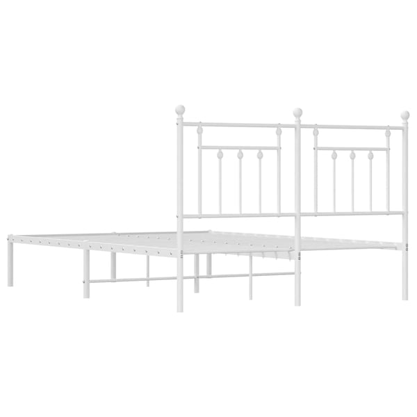 vidaXL Sengeramme i metall med hodegavl hvit 140x190 cm