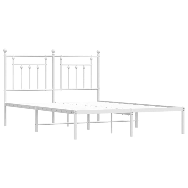 vidaXL Sengeramme i metall med hodegavl hvit 140x190 cm