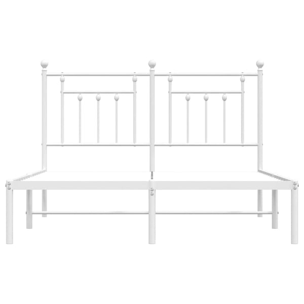 vidaXL Sengeramme i metall med hodegavl hvit 140x190 cm