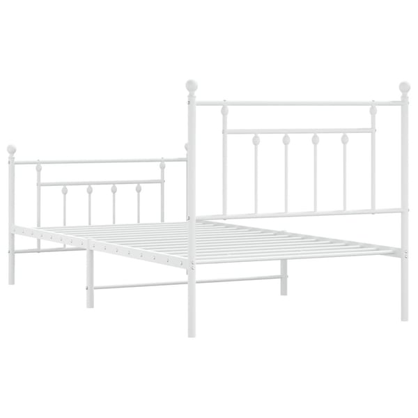 vidaXL Sengeramme i metall med hode- og fotgavl hvit 100x190 cm