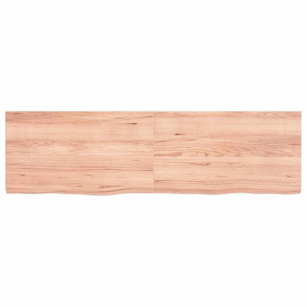 vidaXL væghylde 140x50x(2-4) cm behandlet massivt egetræ lysebrun