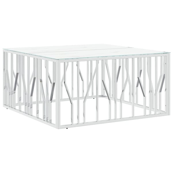 vidaXL sofabord 100x100x50 cm rustfrit stål og glas sølvfarvet