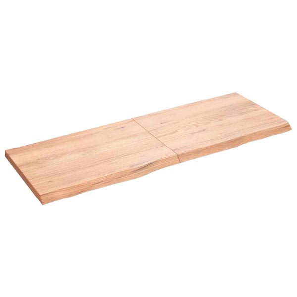 vidaXL væghylde 140x50x(2-4) cm behandlet massivt egetræ lysebrun