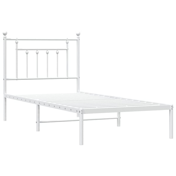 vidaXL Sengeramme i metall med hodegavl hvit 90x200 cm