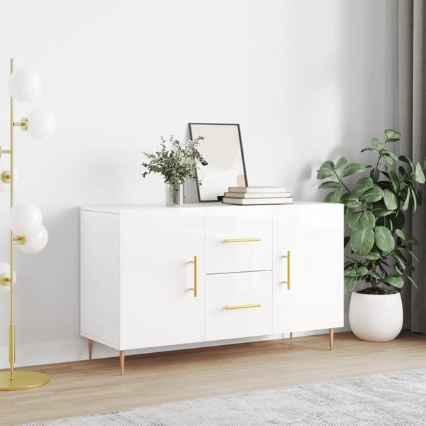 vidaXL skænk 100x36x60 cm konstrueret træ hvid højglans
