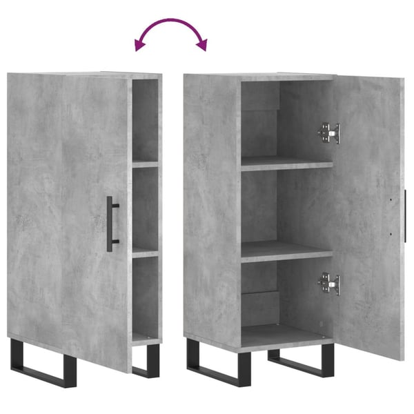 vidaXL Skjenk betonggrå 34,5x34x90 cm konstruert tre