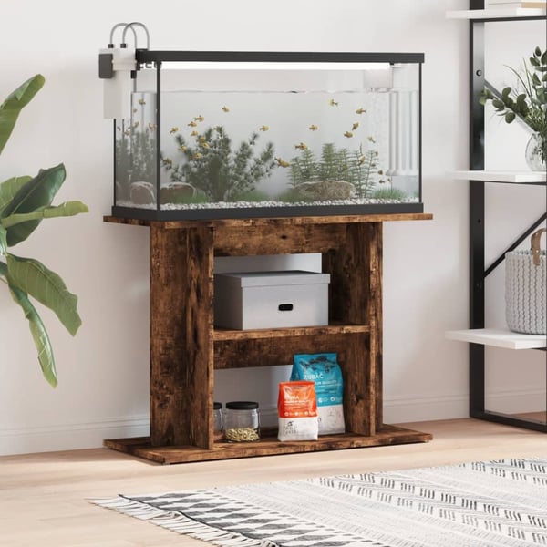 vidaXL Akvariestativ røkt eik 80x35x60 cm konstruert tre