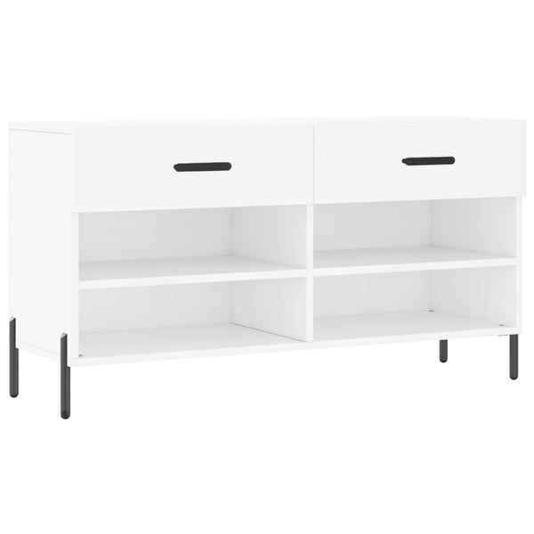 vidaXL Skobenk hvit 102x35x55 cm konstruert tre