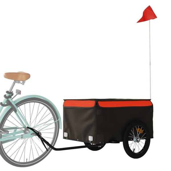 vidaXL cykelanhænger 45 kg jern sort og orange