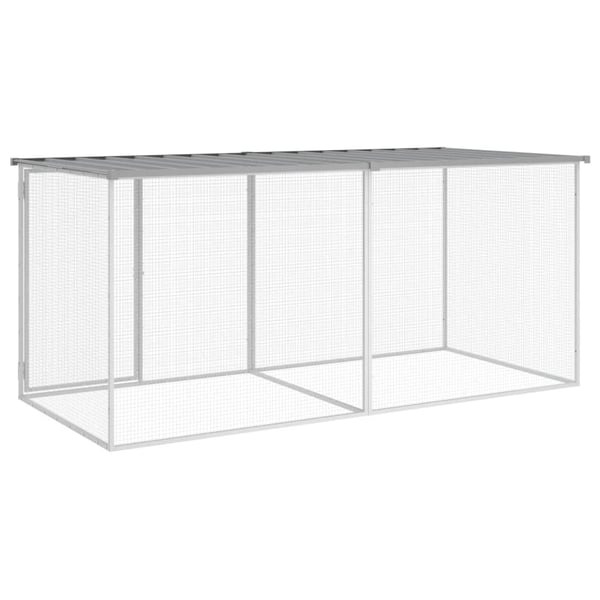 vidaXL Kyllingbur med tak lysegrå 203x98x90 cm galvanisert stål