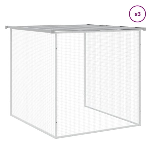 vidaXL Kyllingbur med tak lysegrå 403x98x90 cm galvanisert stål