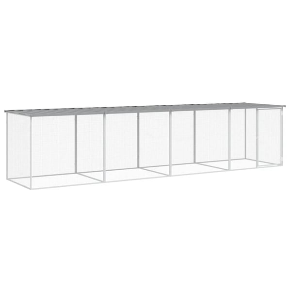 vidaXL Kyllingbur med tak lysegrå 403x98x90 cm galvanisert stål